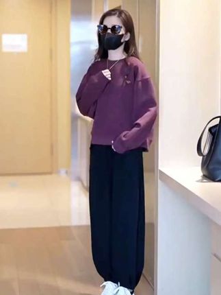 纯棉休闲风运动套装女2025秋季新款韩版圆领宽松卫衣时尚两件套#秋季新款运动套装 #纯棉运动套装 #宽松卫衣 #纯棉卫衣