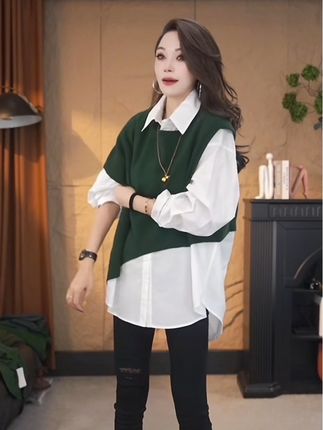 【格小姐】2530-21秋新款欧版流苏风设计感百搭 不规则坎肩针织马甲#秋款欧版坎肩#百搭不规则马甲#欧版针织马甲#新款流苏风马甲 #欧版坎肩针织