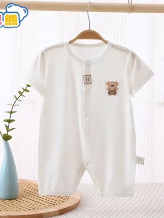慧贝熊夏季宝宝短袖连体无骨对开新生婴冰感连体衣半袖薄款#质量杠杠的好 #每日推荐 #源头实力厂家 #面料舒适透气