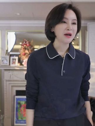 我是摩羯 奶芙Polo长袖 丝芙珠地棉索罗娜时尚休闲早秋长袖上衣#三妈的穿搭 #品质女装