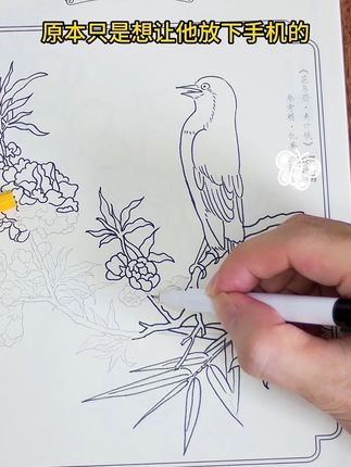 孩子喜欢画画我就给他准备这套国画白描本,很能锻炼他的控笔能力,每天画一画静心养性#国画 #控笔训练 #白描 #儿童绘画