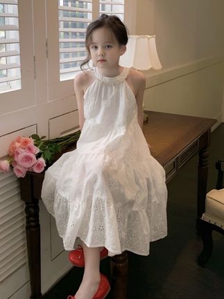 女童白色公主裙2025夏季新款儿童装裙子宝宝夏装长裙度假风连衣裙#夏季穿搭 #时尚洋气 #休闲穿搭 #时尚休闲 #连衣裙