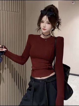 #上热门话题🔥🔥🔥 【CCDZ】早秋新品时尚设计感后背网纱拼接显瘦百搭小圆领上衣女#早秋穿搭 #设计感穿搭 #网纱打底衫 #上衣女装
