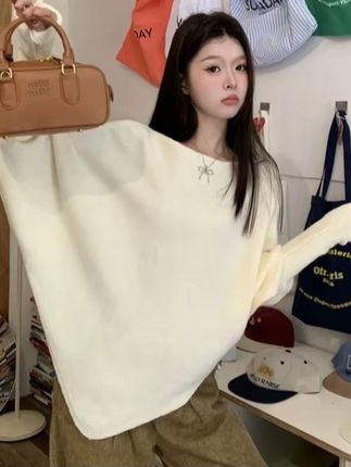 慵懒风V领针织衫毛衣外套2025秋冬新款不规则设计感蝙蝠袖女上衣#设计感 #上衣 #女装 #今日分享 #慵懒风穿搭