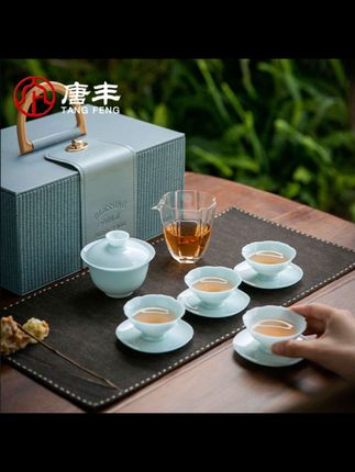 唐丰高端冰种玉瓷盖碗茶具礼盒国庆中秋节礼物乔迁结婚实用伴手礼#茶具 #茶生活 #茶器之美 #茶器茶具