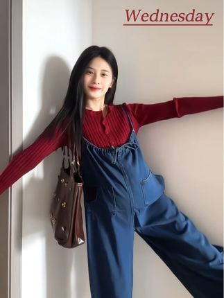 #今日穿搭look #显瘦穿搭 #孕期穿搭 #背带裤