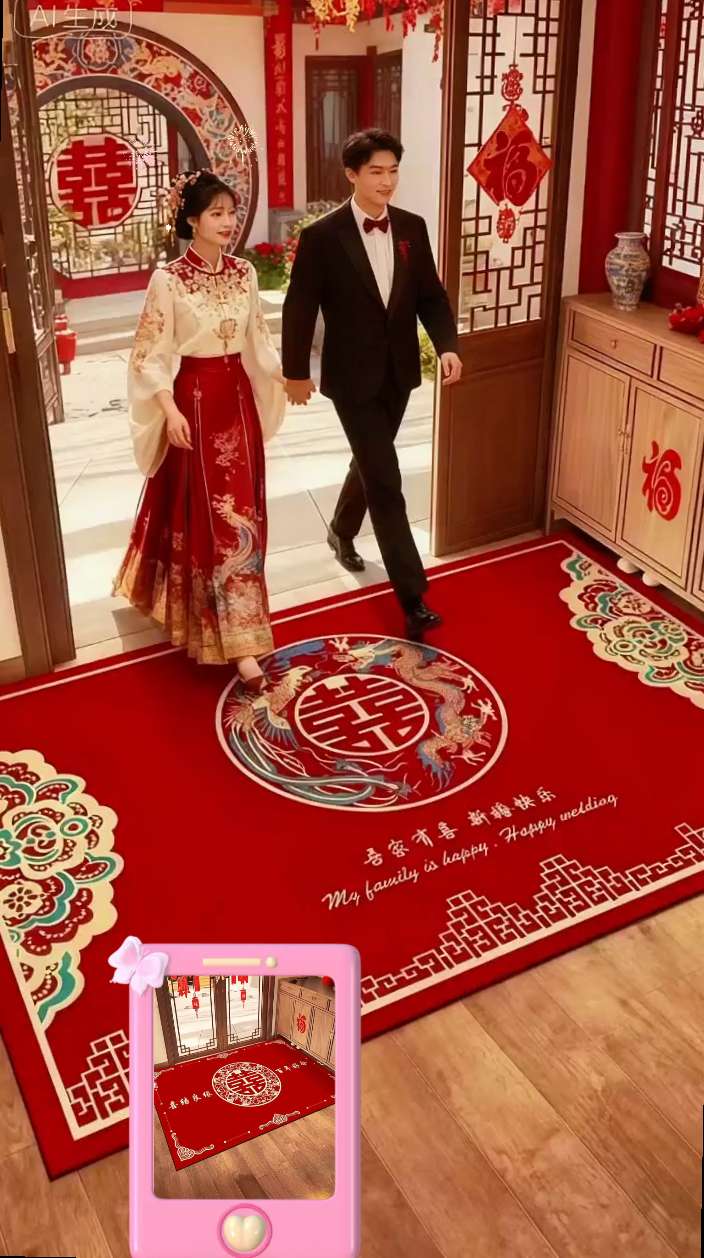 结婚喜字硅藻泥地垫,为幸福入户添彩。婚庆季必备的入户门喜字地垫来啦!精选硅藻泥材质,吸水力超强,进门踩一踩,鞋底水渍、灰尘瞬间吸附,告别玄关潮湿脏污,持久保持地面干爽洁净。 经典喜庆红底色搭配烫金喜字图案,色泽饱满鲜亮,氛围感直接拉满,从踏入家门的第一步起,就让甜蜜与吉祥围绕。防滑底部设计,牢牢贴合地面,老人小孩走动也安全。 不管是婚前布置新房,还是作为实用又讨喜的结婚伴手礼,都再合适不过。它不仅是一块地垫,更是对新人未来生活红红火火的美好祝愿,让每一次进门都充满幸福仪式感!#强烈推荐 #高端大气 #婚礼现场 #高端大气上档次 #吾家有囍