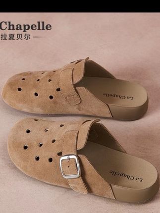 拉夏贝尔真绒皮勃肯半托夏季新款百搭一脚蹬穆勒鞋外穿拖鞋女鞋#便宜又好穿 #夏季穿搭 #夏天凉拖鞋 #百搭女鞋 #上脚舒适