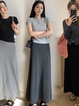 孕妇深灰色半身裙女夏季2025新款无托腹中长款包臀鱼尾裙长裙 #夏季必备#强烈推荐#显瘦遮肉#孕妇装 #半身裙