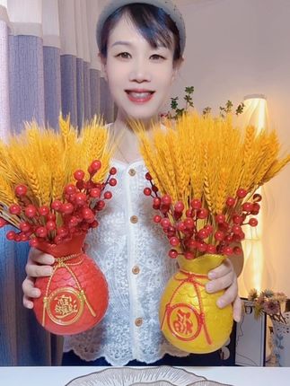 黄金麦穗干花大麦花束装饰客厅招财小麦仿真花冬青果摆件开业礼品#黄金麦穗 #喜庆好看还实用 #家居摆件 #客厅装饰花仿真花#招财