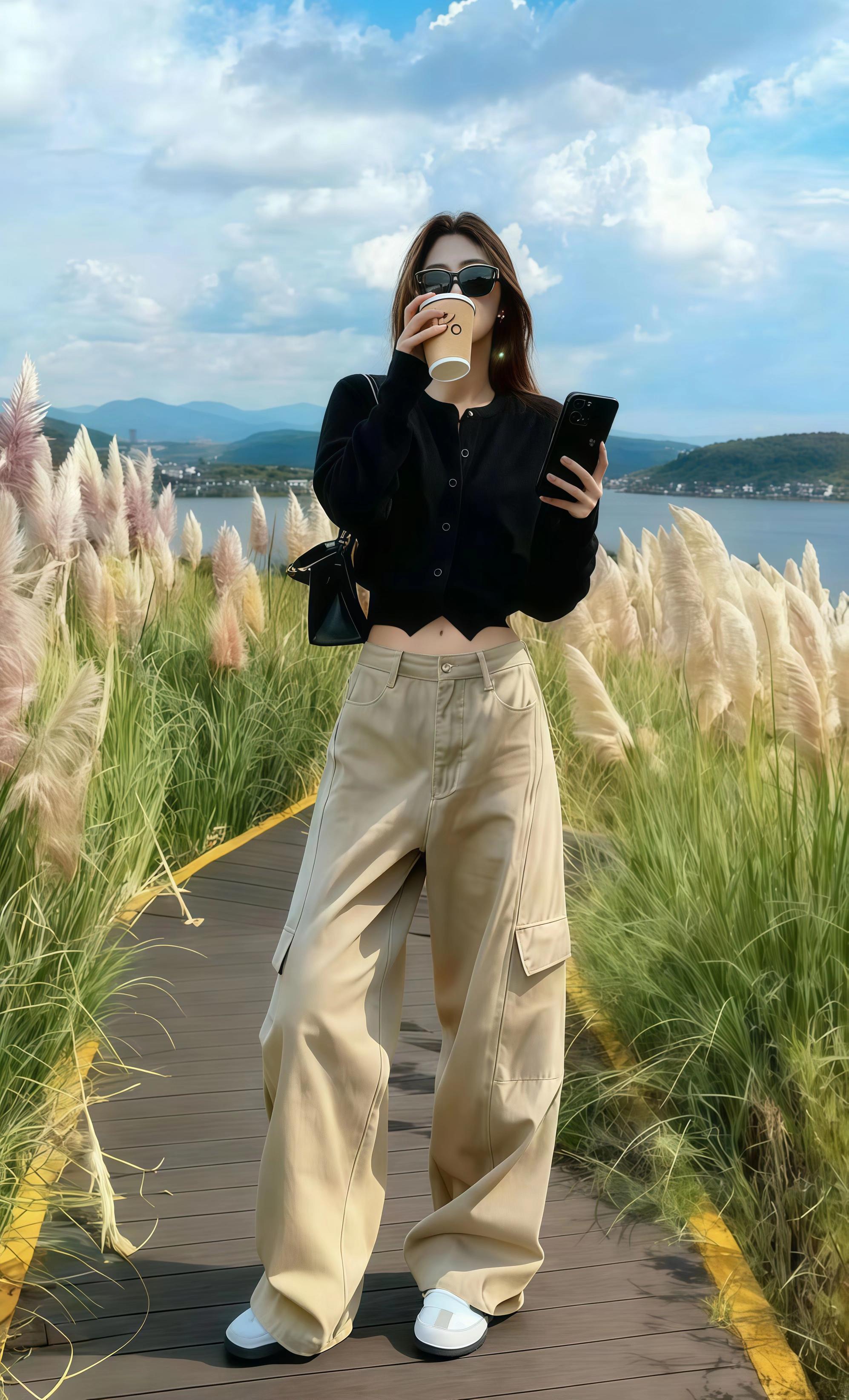 #韩系穿搭 #慵懒风穿搭 #酷女孩穿搭 #工装裤穿搭 #黑色长袖