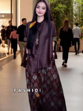 今年流行新中式国潮风复古气质两件套