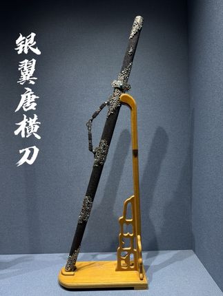 德匠宝剑艺术馆 原创作品:银翼唐横刀 作品全长: 103㎝ 作品刃长:71㎝ 作品刃宽:3.2㎝ 出鞘克重: 1080g 装具纹饰:白铜精雕镂空 鞘材用料:上好鱼皮裹缚 刀身材质:古法自炼钢极品分色研磨 德匠原创作品最终以落款证书为准⚠️ #原创视频 #奢侈品 #男人玩具 #非遗文化 #纯手工打造
