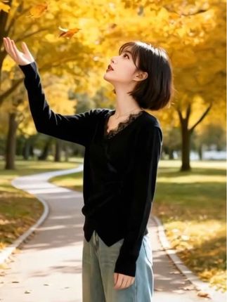 #秋季穿搭#秋季打底衫#打底针织衫#不规则上衣#秋季新款