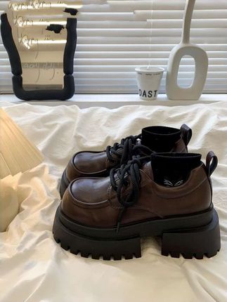 英伦风增高厚底小皮鞋女春秋2025新款松糕玛丽珍:/ 系带乐福鞋#脚宽脚胖都可以 #厚底鞋 #增高鞋 #哎呦喂你鞋真好看