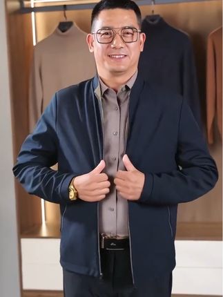 春秋新款男士翻领商务休闲外套夹克休闲男立领爸爸装#品质男装 #男装外套 #高端男装 #高端大气 @抖加🔥上热门🔥dou+🔥热点宝 @抖加上热门