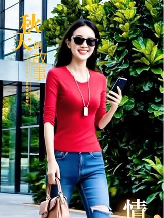 2025春秋白色长袖t恤女棉修身显瘦百搭黑色体恤韩版上衣打底衫女#高级感穿搭 #引领时尚潮流 #今日分享 #穿出自信穿出美丽 #时尚休闲穿搭