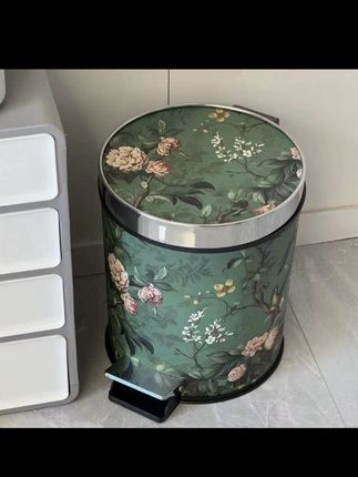 【油画花卉带盖脚踏垃圾桶】带提手内胆大容量复古客厅加厚垃圾桶#脚踏式#垃圾桶#大容量#复古#加厚