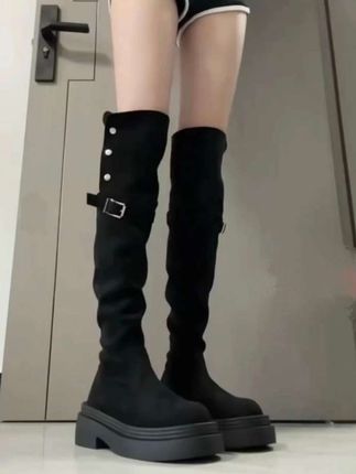 啄木鸟美拉厚底长筒靴秋冬新款粗跟