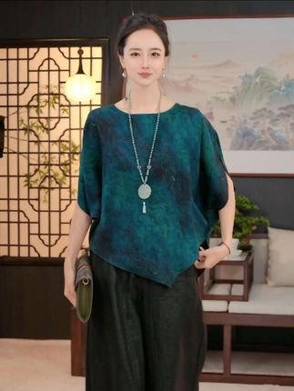 齐黛【碧波流韵】香云纱上衣女新中式桑蚕丝宽松国风上衣#高级感穿搭 #国风古韵 #古色古香 #秀出新国风 #复古风穿搭 @DOU+上热门 @巨量千川