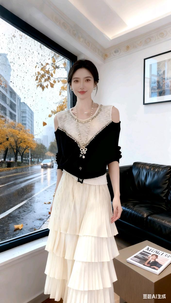 #小个子秋冬穿搭外#林系少女感穿搭 轻松拿捏酷飒感的拽姐穿搭早秋才是甜姝 的主场#假两件针织衫