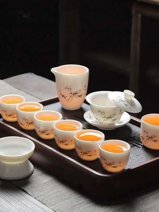 富竹茶具套装配茶盘#茶具 #茶具套装 #茶具好物推荐 #高档盖碗茶具整套