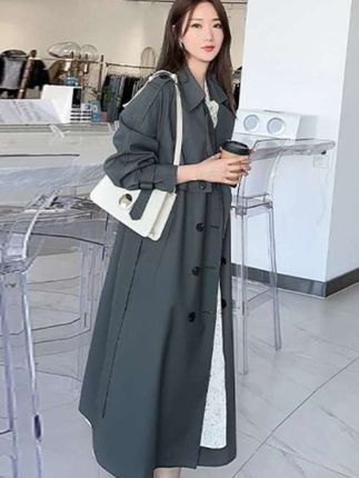 #风衣 #气质风衣穿搭 #高级感灰色风衣外套女#2025春秋季新款韩系大衣长款#大码女装