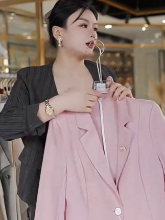 S-2025薄款西装外套女夏季高级感八分袖小个子流行休闲西服-907款#西装外套#外套推荐#小个子穿搭#夏季新款#新款上新
