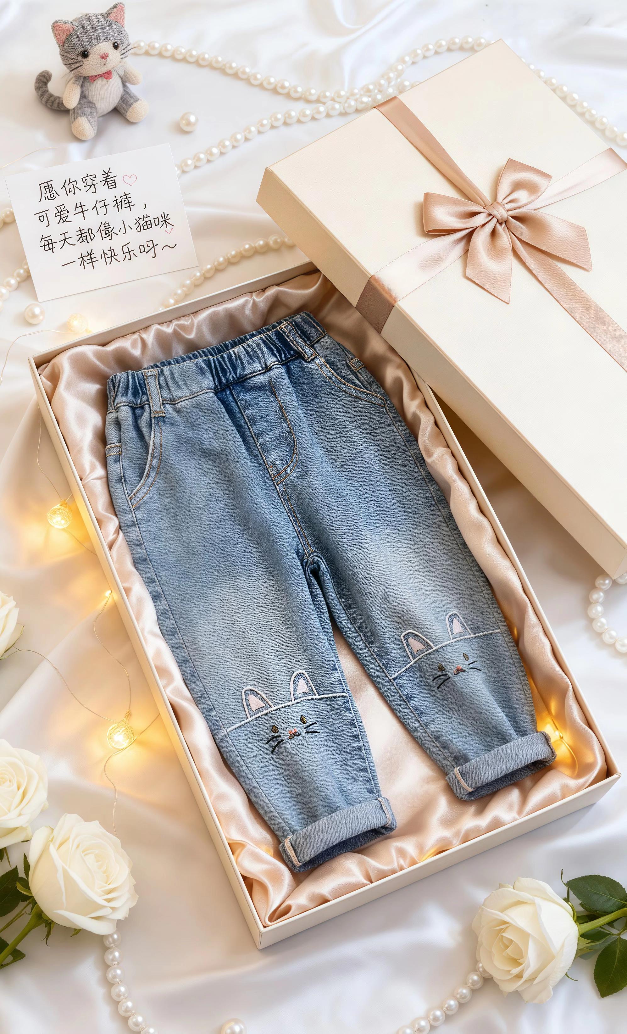 可爱小猫咪牛仔裤。#高品质童装 #春秋穿搭 #潮童穿搭 #萌娃穿搭 #萌宝穿搭 @抖加🔥上热门🔥dou+🔥热点宝