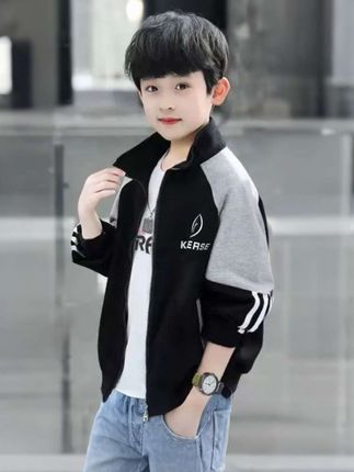 新款时尚休闲棒球服夹克上衣 #男童秋冬装外套 #儿童中大童运动棒球服 #中大童男孩加绒夹克上衣 #潮童穿搭 #阳光帅气 @巨量千川