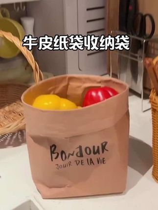 可装万物的纸皮袋子 可水洗 可放冰箱 可收纳 可做花盆 #牛皮纸袋 #牛皮纸收纳袋 #环保袋 #植物袋子 #冰箱收纳袋 【霜山】牛皮纸袋可水洗ins风拍照厨房冰箱收纳袋防水食品袋花盆