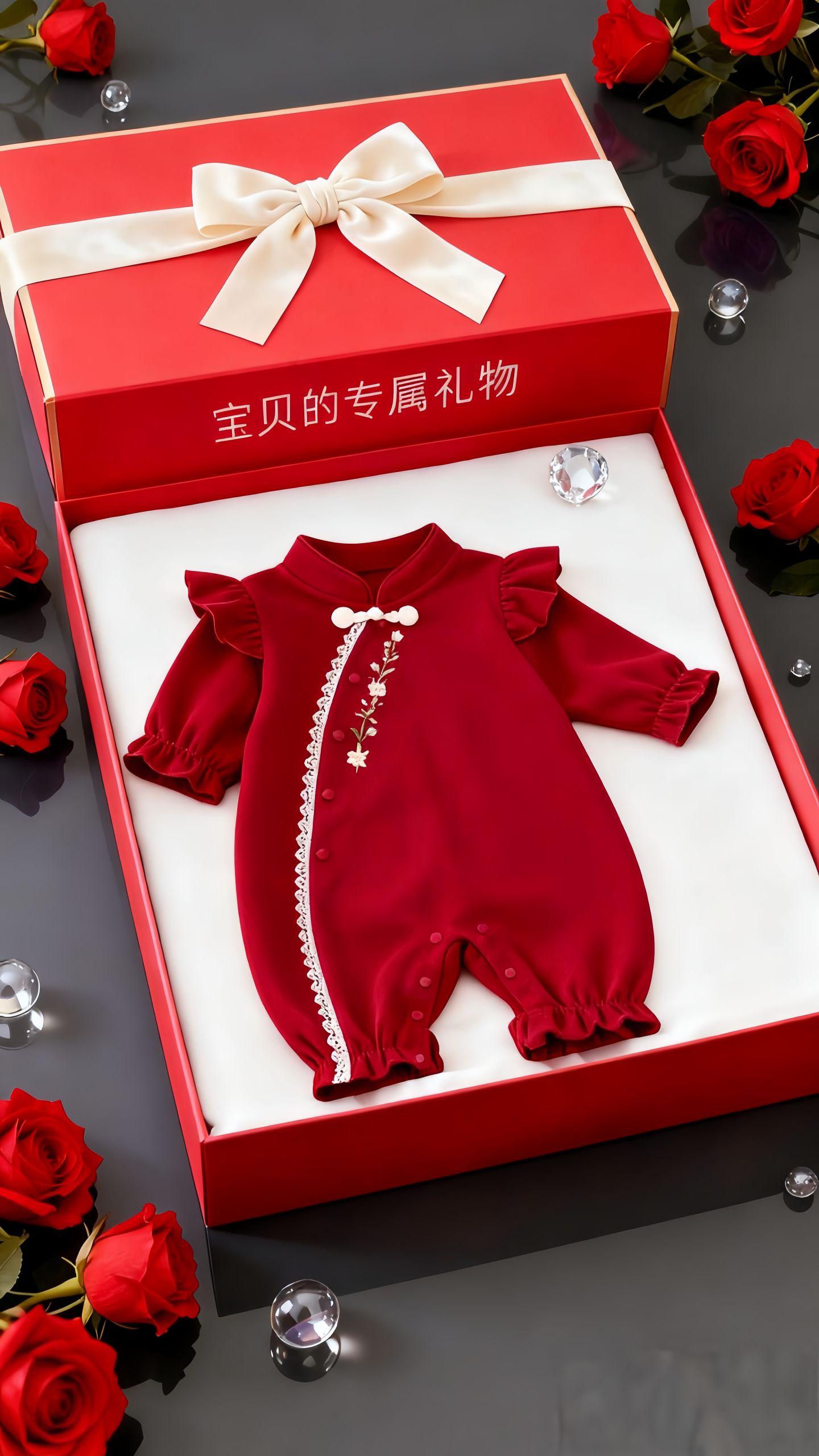 天呐!谁能拒绝这么喜庆又可爱的宝宝连体衣啊~#高品质童装 #生女儿就是用来打扮的 #萌宝穿搭 #这也太好看了 #百天仪式 @抖加🔥上热门🔥dou+🔥热点宝