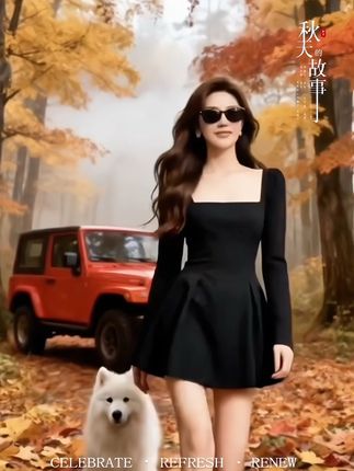 #预制国庆出游穿搭 #时尚连衣裙 #秋冬新款 #优雅气质 #穿搭技巧