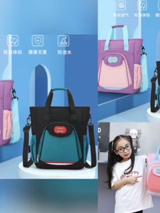 梓文大容量补习袋小学生男女童手拎包补习班儿童可双肩撞色补课包#爆款热卖中