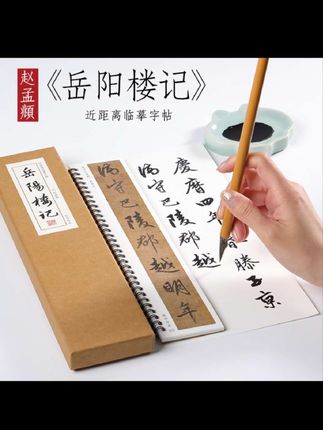 元 赵孟俯 行书《岳阳楼记》赵孟頫书法临摹练字帖近距离对临字卡#岳阳楼记 #书法教学