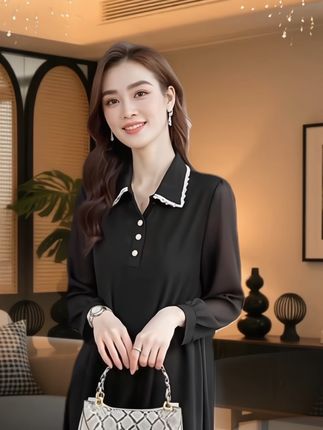 新款时尚洋气长袖连衣裙#气质穿搭 #女装穿搭 #连衣裙穿搭