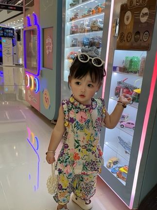 #女宝夏季穿搭 #女童棉绸套装 #棉绸两件套 #人造棉