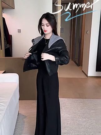 皮衣短外套女2025秋季新款韩版宽松时尚百搭大翻领PU皮夹克#减龄气质 #气质女神穿搭 #春秋新款
