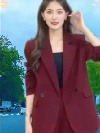 安可拉红西装套装,女大码通勤职业西服阔腿裤两件套装#时尚气质穿搭 #减龄显瘦穿搭 #气质显瘦穿搭 #穿出自己的风格