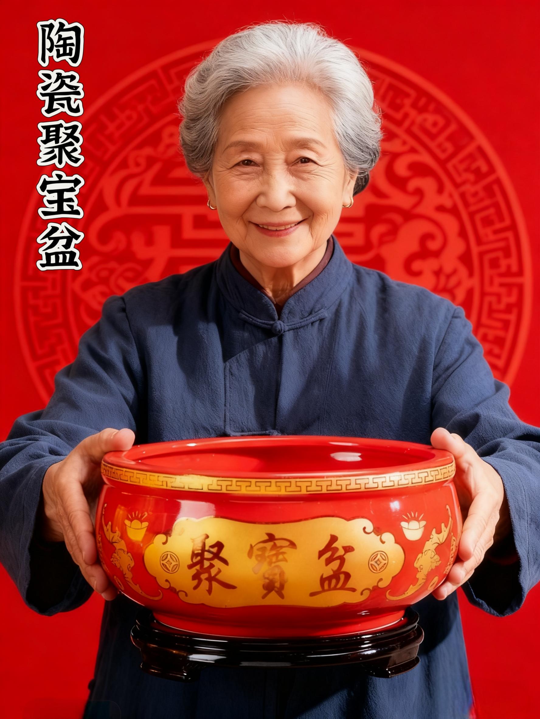 新年必备的陶瓷聚宝盆,红金配色超喜庆,摆在家中寓意满满,招财进宝!✨🧧 #五福临门 #传统文化#聚宝盆 #财神