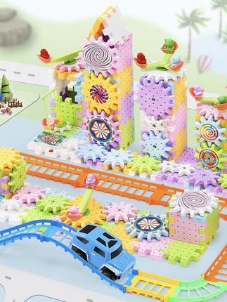 孩子整天玩手机看电视,可以给他安排一套电动齿轮积木,他能玩上一下午,锻炼孩子动手动脑能力!#积木玩具#动手能力