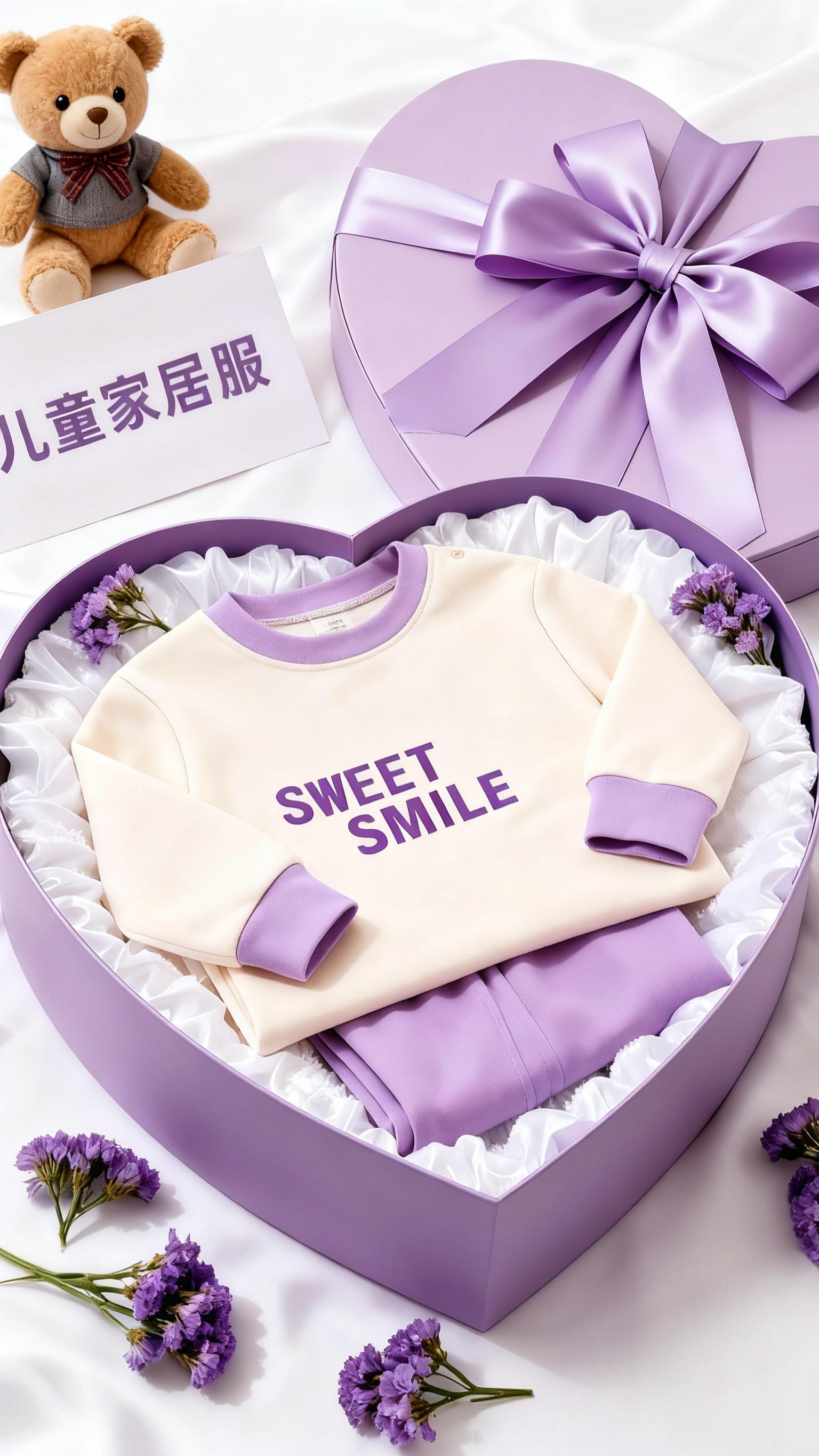 紫盒里的时光笑影。那只淡紫色心形礼盒,是安安童年的“时光胶囊”。米白家居服上的“Sweet Smile”,是他对世界的第一句“开场白”。 学说话时,安安穿着它,把“笑”字念得奶声奶气。第一次自己吃饭,米粒掉了一身,他却指着衣服上的字,冲妈妈露出个黏糊糊的微笑。 后来他迷上了画画,总爱把那套家居服的紫色涂满画纸。“妈妈,紫色是微笑的颜色呀。”他举着画,小脸上的认真像颗小太阳。 有天安安翻出旧礼盒,摩挲着褪色的衣角。“妈妈,我长大了,可微笑还在。”那天夕阳把他的影子拉得很长,他忽然明白,成长是让“Sweet Smile”从衣服上,住进了心里。#高品质童装 #童装 #贴身衣物 #家居服 #儿童睡衣 @上热门🔥🔥🔥 @DOU+上热门 @DOU+小助手 @抖加🔥上热门🔥dou+🔥热点宝