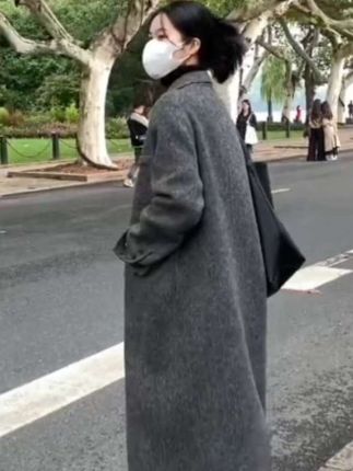 灰色呢子大衣女秋冬高级感2025新款小个子中长款加厚韩版毛呢外套#外套穿搭 #优雅气质 #气质风衣穿搭 #气质范 #潮流穿搭休闲风