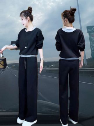 新款时尚休闲运动套装#时髦穿搭 #梨形身材穿搭 #藏肉显瘦穿搭 #休闲女装