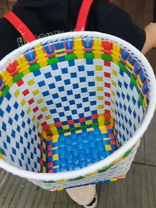 儿童竹编背篓手工编织农用买菜背。小孩婴儿彩...