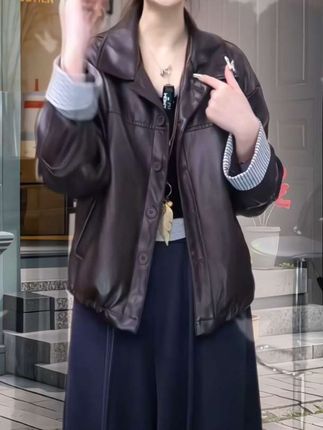 #韩系休闲翻领小皮衣#酷女孩穿搭 #简约大气 #穿出自己的风格 #气质百搭