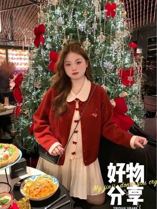 微胖女装胖mm假两件套头针织毛衣女秋冬设计显瘦上衣#针织毛衣 #毛衣 #秋冬穿搭 #小个子穿搭 #韩系穿搭