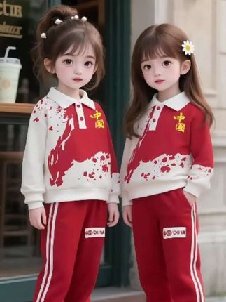谁懂啊!女鹅穿这套中国风运动套装出门,被夸爆了!🇨🇳 红白撞色超亮眼,胸前“中国”字样+泼墨感图案,国潮感直接拉满~面料软软糯糯的,宝宝活动起来完全没束缚,跑跳都自在~裤子侧边条纹显得腿型超好看,搭配小白鞋,活泼又精神,小区遛弯、去公园撒欢都巨合适! #人类幼崽穿搭天花板 #国潮童装yyds #女童穿搭 #骗你生女儿 宝妈们快给娃安排上,咱就是说,穿出去回头率直接爆表!