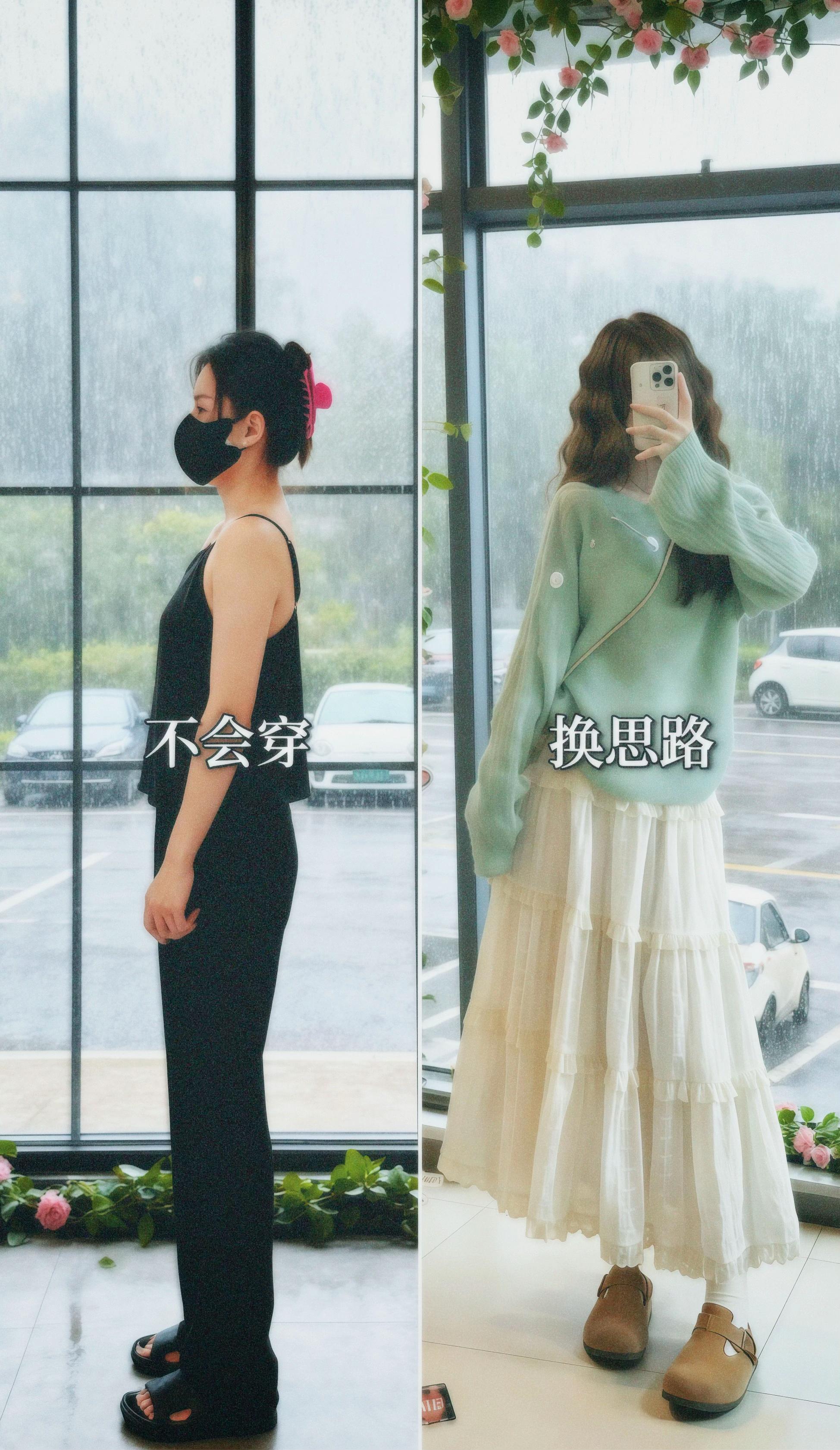 薄荷与奶糖色穿搭~ 玻璃窗将午后的阳光筛成碎金,落在苏棠的绿色镂空上衣上。藤蔓般的花纹随着她抬手的动作起伏,露出小片白皙的腰腹,像藏在叶间的月光。 对面的马克杯腾起轻雾,她指尖划过杯沿,目光却落在邻桌那本摊开的诗集上。忽然,一阵细碎的响动传来——穿卡其色风衣的男人正弯腰捡笔,视线不经意扫过她的白色蕾丝裙。裙摆垂落的碎钻在光线下闪了闪,像撒在奶糖上的星子。 他递来一块薄荷糖,包装纸上的字迹歪扭:“你的裙子,和这首《夏日终曲》很配。”苏棠咬开糖块,凉意漫开时,她看见自己镂空衣上的绿,正悄悄漫进他眼底。#韩系穿搭 #早秋贵气感穿搭 #初秋一周不重样穿搭 #秋季不露腿穿搭 #创作灵感