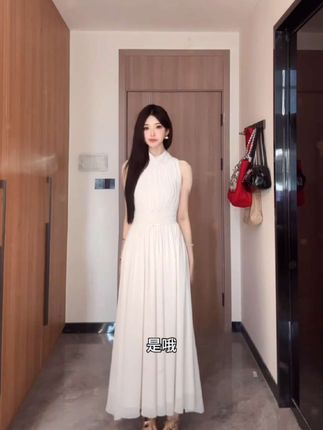 学生党也买得起的精致感! 高级感弹力网纱连衣裙女蝴蝶结飘带设计温柔风长裙 8883#夏日绝美仙女裙 #今日穿搭look #做个美美的小仙女 #穿出高级感 #好看的衣服都在这里